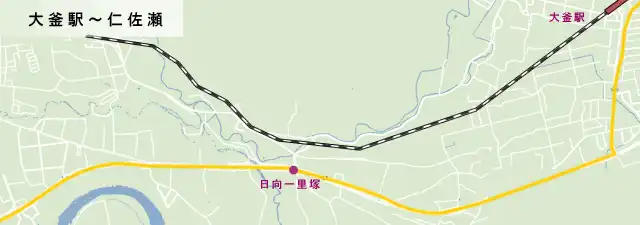 秋田街道　大釜駅～仁佐瀬の地図