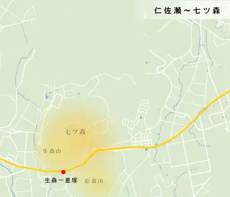 秋田街道　仁佐瀬～七ツ森の地図