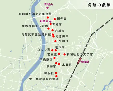 秋田街道　角館散策の地図