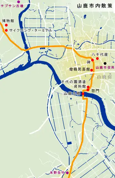 豊前街道　山鹿市内散策の地図