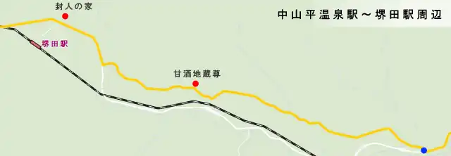 出羽仙台街道　中山平温泉駅～堺田駅周辺の地図