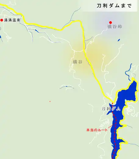 塩硝街道　湯涌温泉から刀利ダムの地図