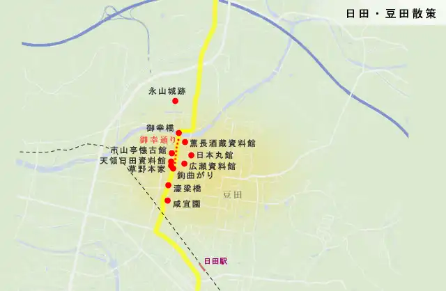 日田往還　日田・豆田町の地図
