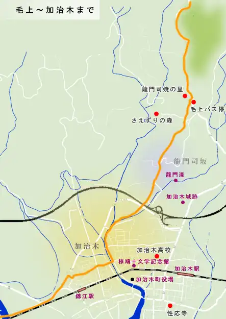 人吉街道　毛上から加治木までの地図