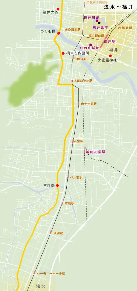 北陸道　浅水～福井の地図