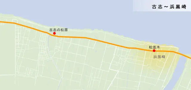 北陸道　古志～浜黒崎の地図