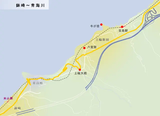 北陸道　鉢崎～青海川の地図