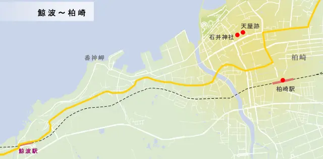 北陸道　鯨波～柏崎の地図