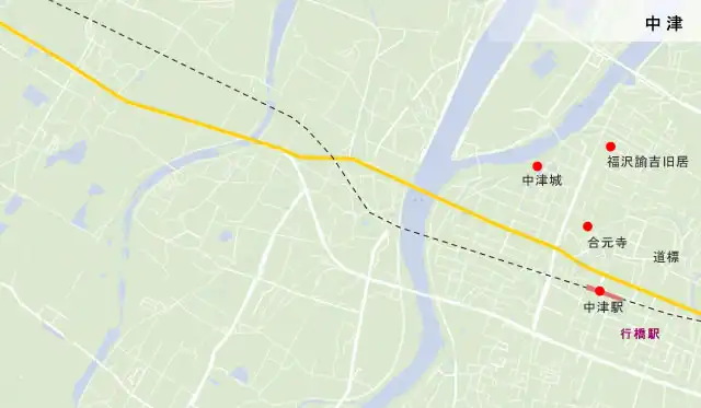 日向街道　中津の地図