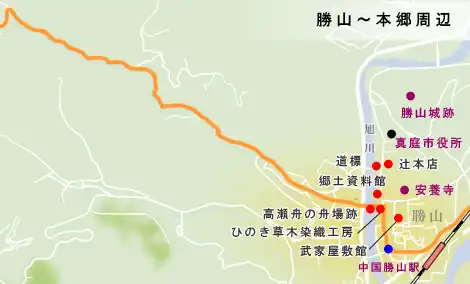 出雲街道　勝山～本郷周辺の地図