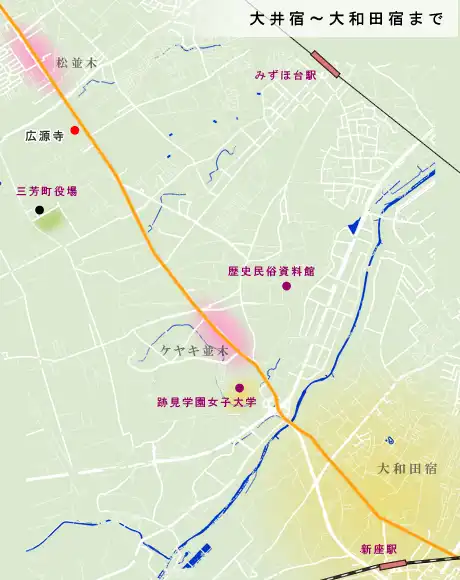 川越街道　大井宿から大和田宿の地図