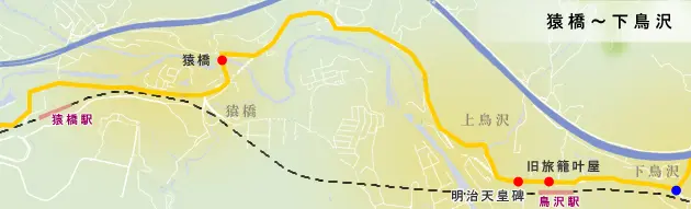 猿橋～下鳥沢までの地図