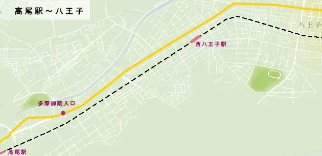 甲州街道　高尾駅～八王子の地図