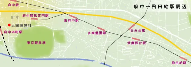 甲州街道　府中～飛田給駅周辺の地図