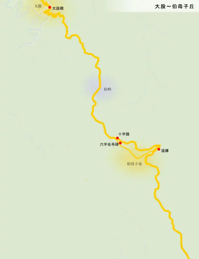 熊野古道　大股～伯母子丘の地図