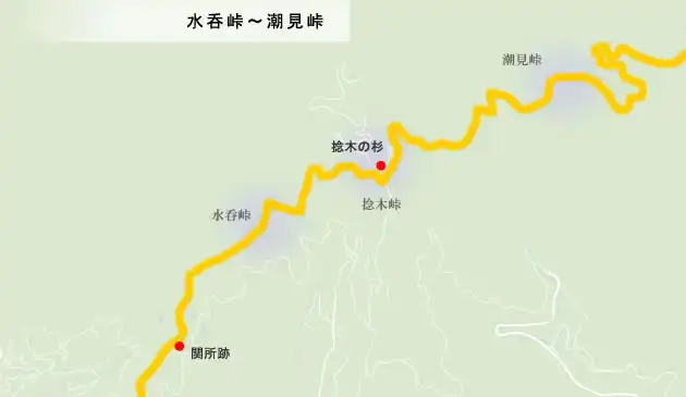 熊野古道　水呑峠～潮見峠の地図