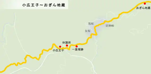 熊野古道　小広王子～おぎん地蔵の地図