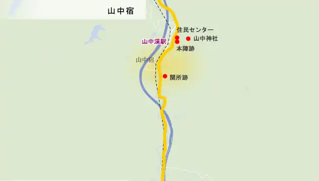 熊野古道　山中宿の地図