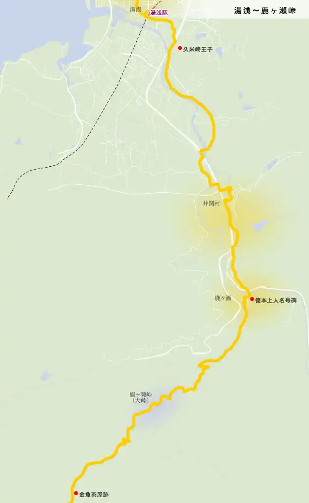 熊野古道　湯浅～金魚茶屋跡の地図