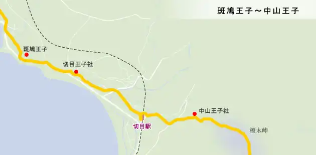 熊野古道　斑鳩王子～中山王子の地図