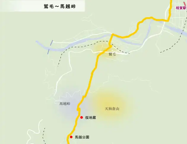 熊野古道　鷲毛～馬越峠の地図