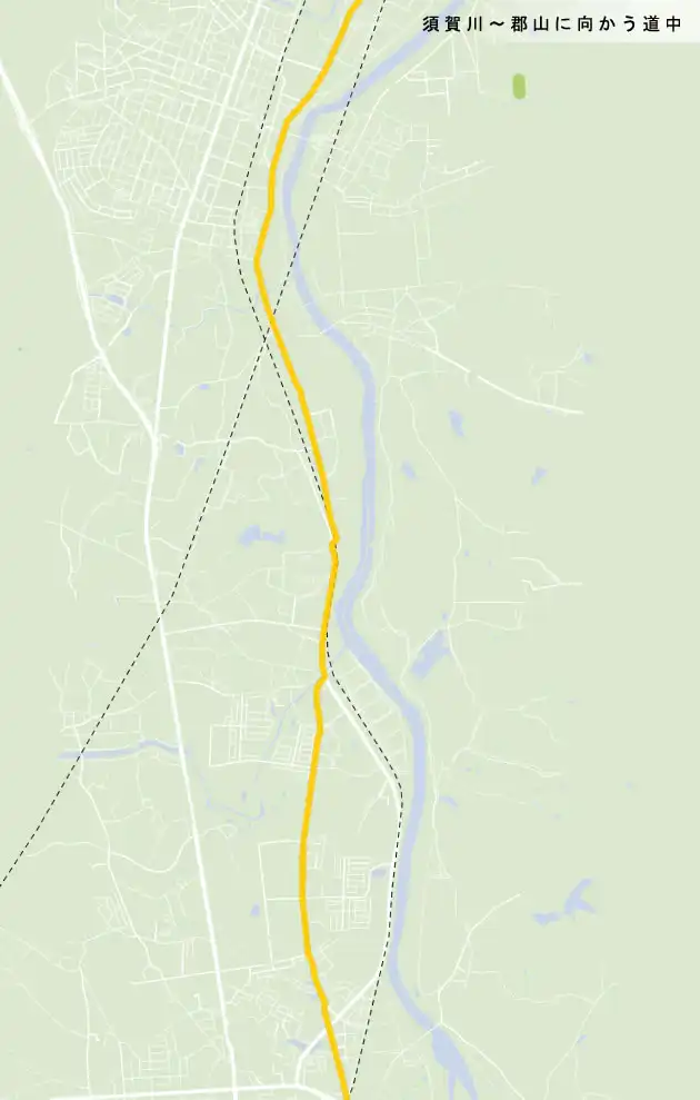 須賀川～郡山に向かう道中の地図