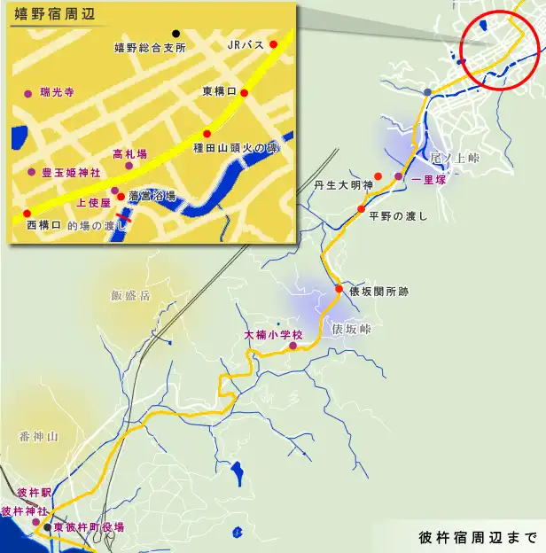 長崎街道　嬉野宿から彼杵宿までの地図