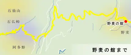 野麦街道　石仏峠から野麦の館の地図