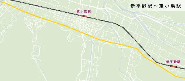 若狭街道(鯖街道)　新平野駅～東小浜駅までの地図