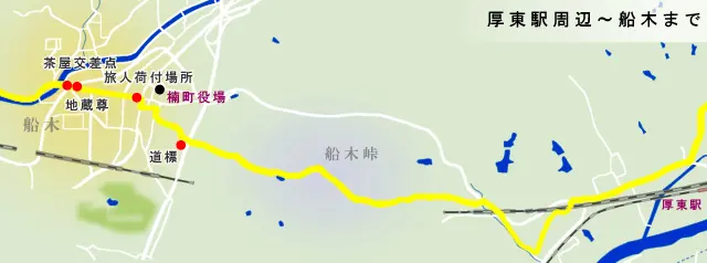 山陽道　厚東駅周辺～船木まで<の地図