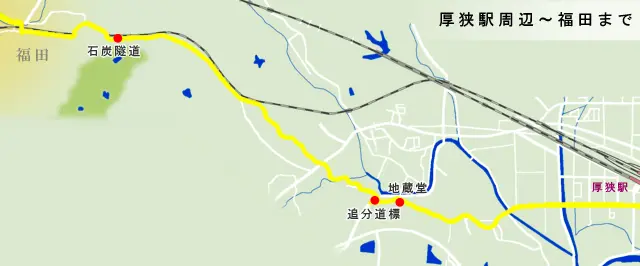 山陽道　厚狭駅周辺～福田までの地図