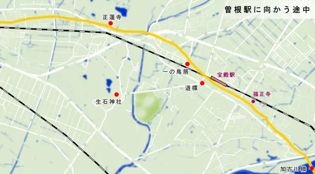 山陽道　加古川橋から曽根駅までの地図