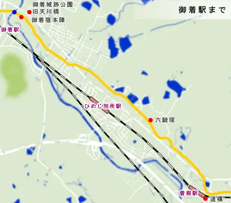 山陽道　曽根駅から御着駅までの地図