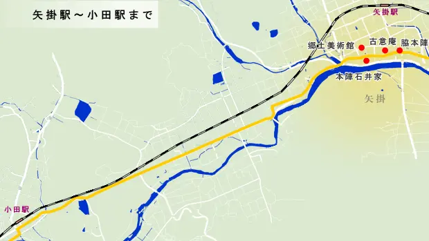 矢掛から小田駅までの地図