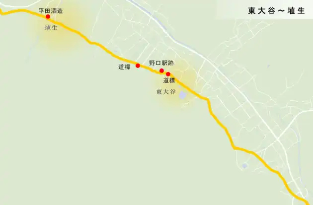 篠山街道　東大谷～埴生の地図