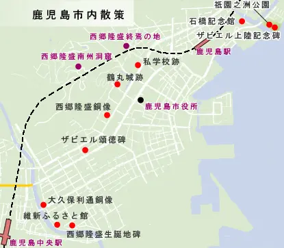 薩摩街道　鹿児島市内散策の地図