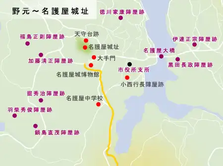 太閤道　野元～名護屋城址の地図