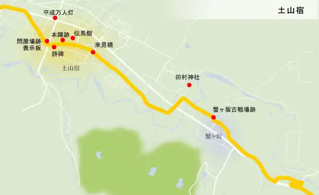 東海道　土山宿の地図