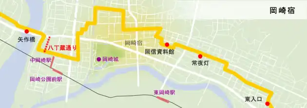 東海道　岡崎宿の地図
