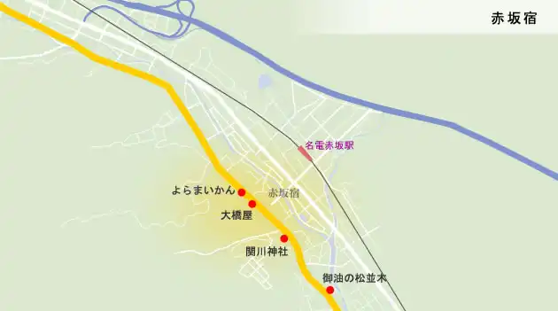東海道　赤坂宿の地図
