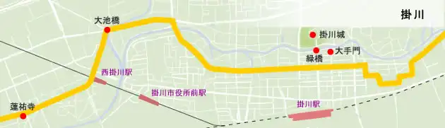 東海道　掛川の地図