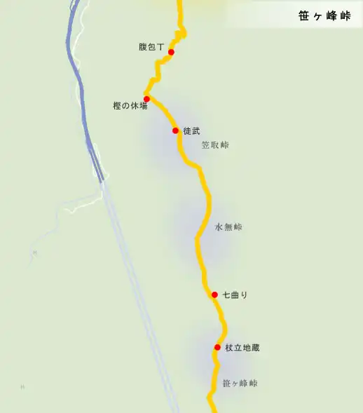 土佐北街道　笹ヶ峰峠の地図