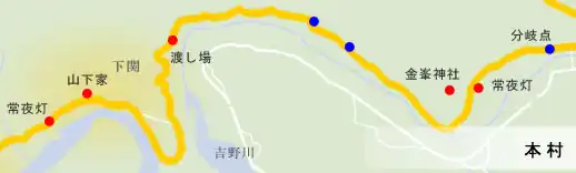 土佐北街道　本村の地図