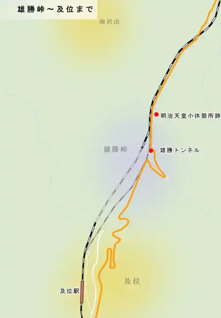 羽州街道　雄勝峠～及位までの地図