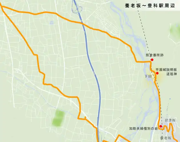 千国街道　養老坂～豊科駅周辺の地図