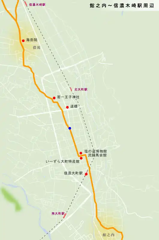 千国街道　館之内～信濃木崎駅駅周辺の地図
