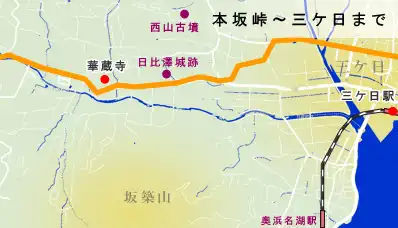 本坂峠から三ケ日までの地図