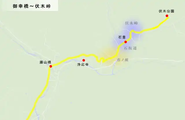 日田往還　御幸橋～伏木峠の地図