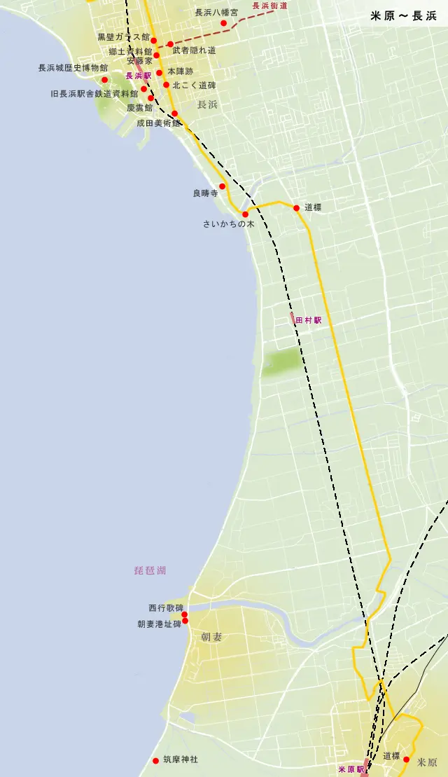 北陸道　米原宿～長浜宿の地図