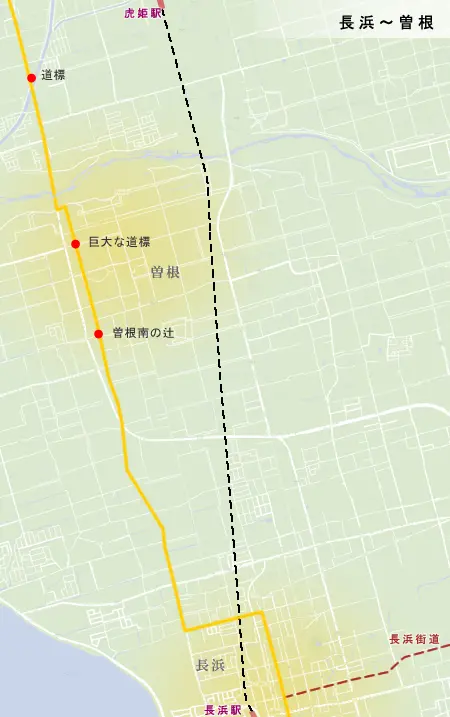 北陸道　長浜～曽根の地図